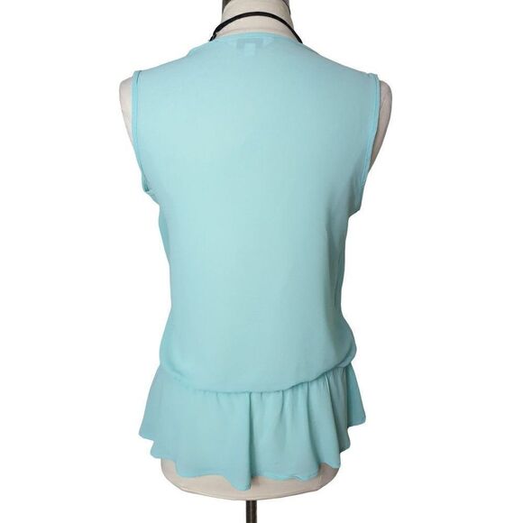 Women's Sleeveless Blouse Draped Wrap Front Ruffle Dressy Top Medium NWOT - Picture 3 of 6